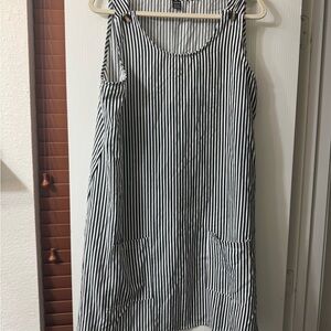 SHEIN Black & White Striped Sleeveless Shift Dress